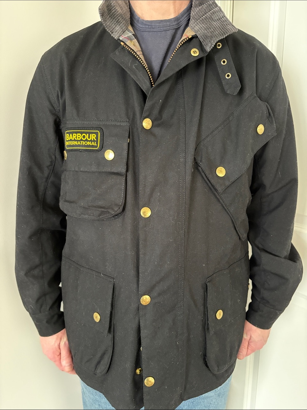 Mens Barbour International Wax Jacket - black, 42 - Picture 12 of 13